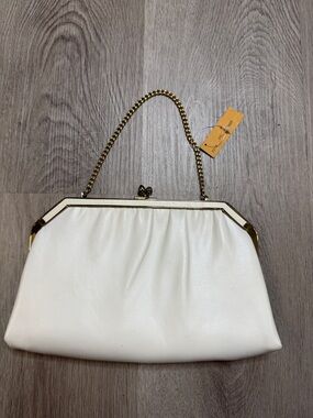 Nameless White Clutch with Gold Chain Handle